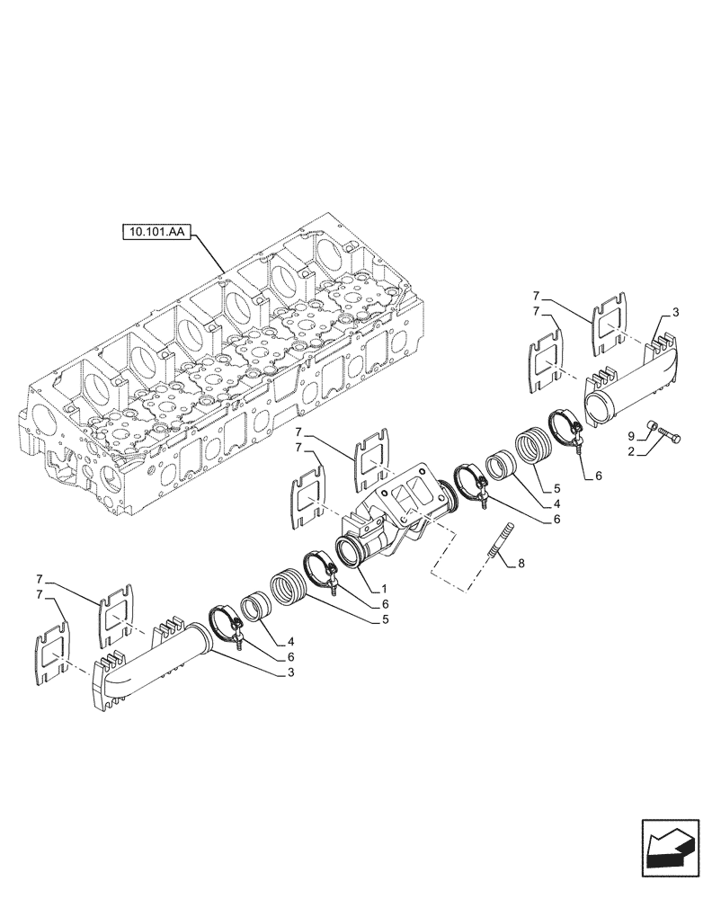 Схема запчастей Case IH F3HFE613B B001 - (10.254.AC[02]) - EXHAUST MANIFOLD, FROM SERIAL NUMBER F3H22334 (10) - ENGINE