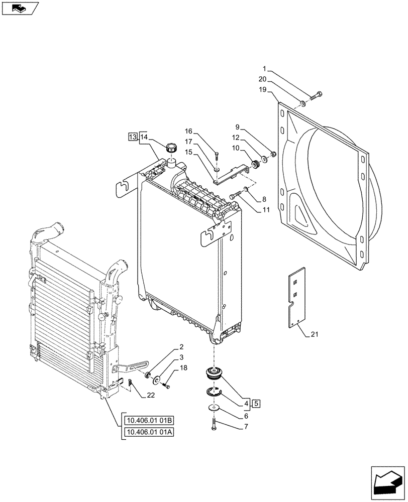 Схема запчастей Case IH PUMA 185 - (10.406.01[02A]) - RADIATOR, COOLING SYSTEM AND RELATED PARTS - D7127 (10) - ENGINE