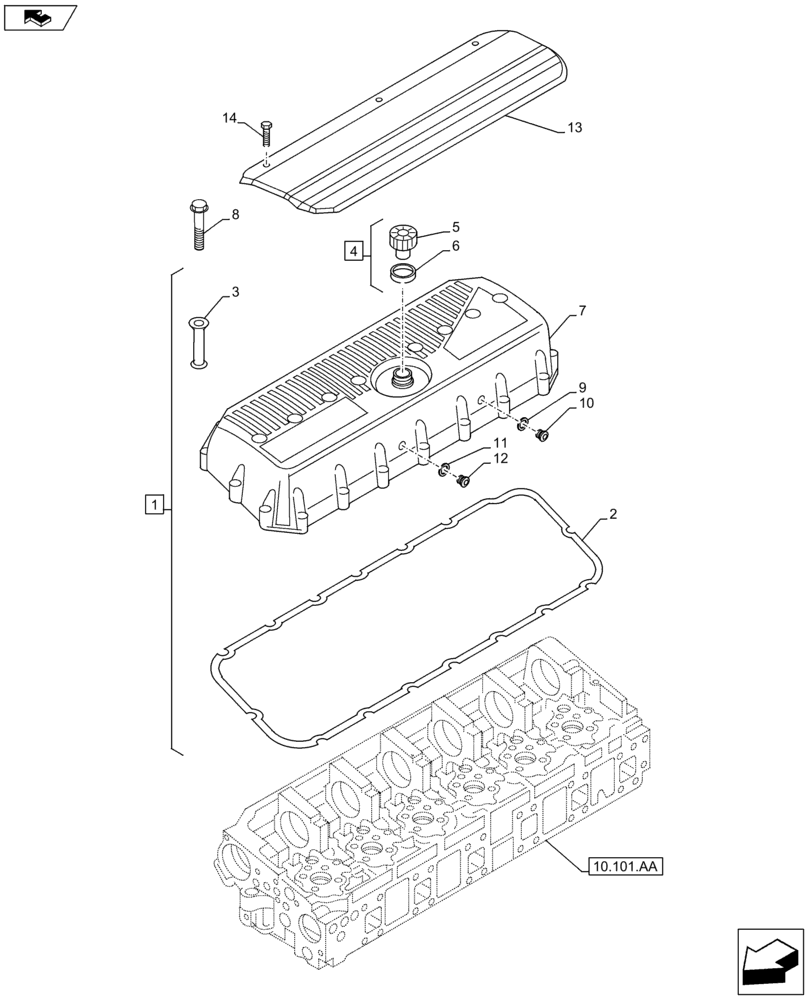 Схема запчастей Case IH F3HFE613G B001 - (10.101.AB) - CYLINDER HEAD, COVER (10) - ENGINE