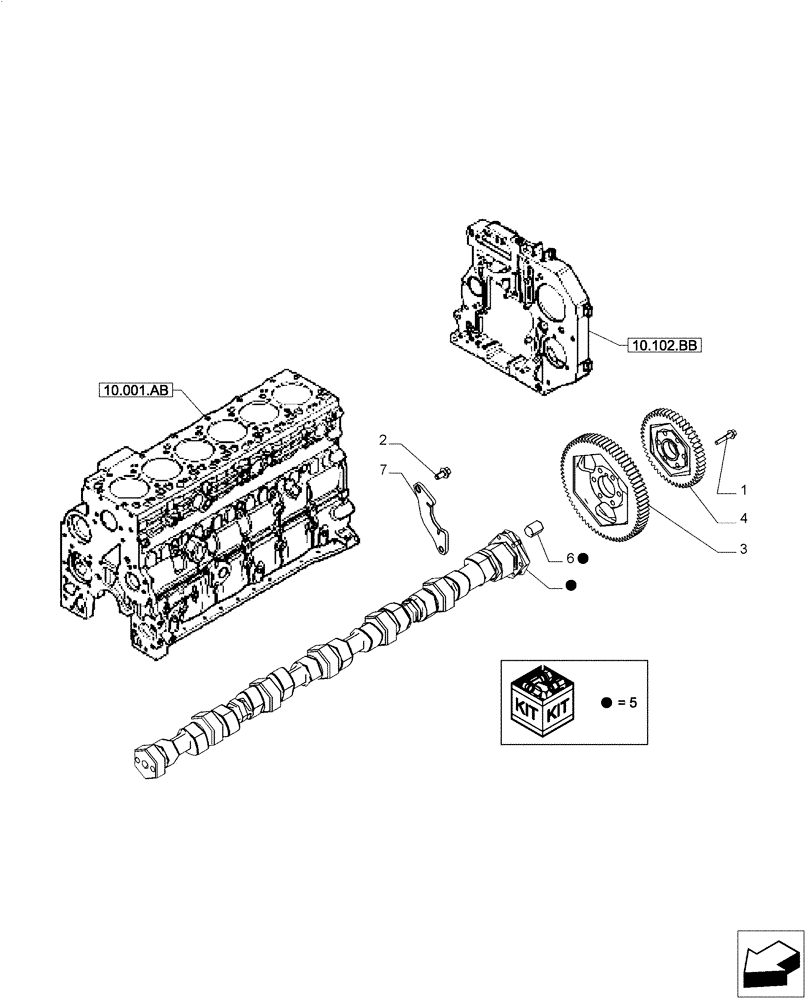 Схема запчастей Case IH F4CE0654B B601 - (10.106.AA) - CAMSHAFT (10) - ENGINE