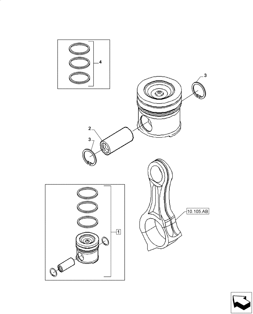 Схема запчастей Case IH F4CE0654B B601 - (10.105.AG) - PISTON (10) - ENGINE