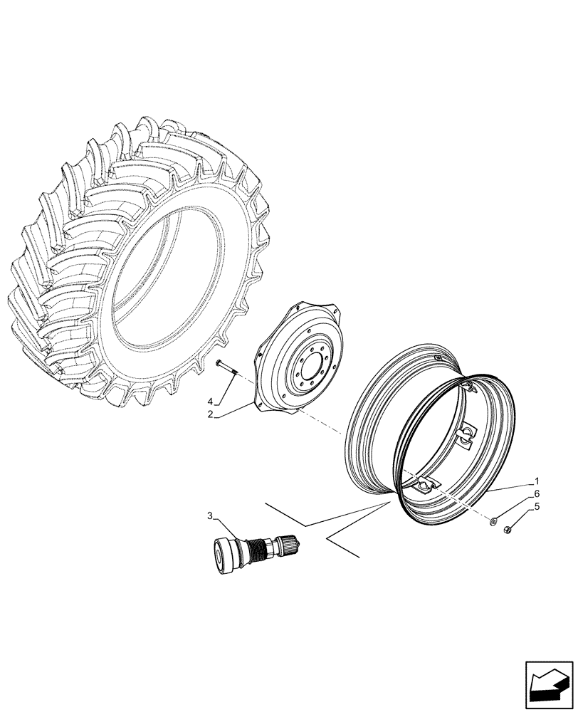 Схема запчастей Case IH FARMALL 65C - (44.520.AB[10]) - VAR - 8906401 - REAR WHEEL (DWW15LX30) (44) - WHEELS