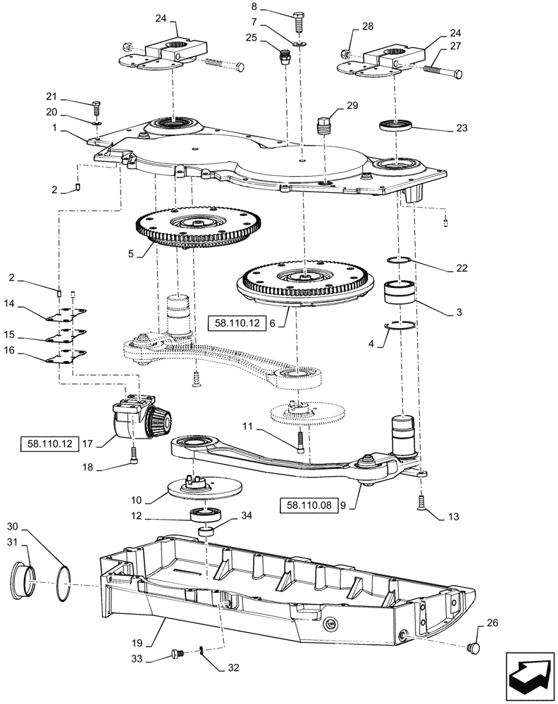 Схема запчастей Case IH 3162 - (58.110.06[02]) - DRIVE ASSEMBLY, CENTER KNIFE (58) - ATTACHMENTS/HEADERS