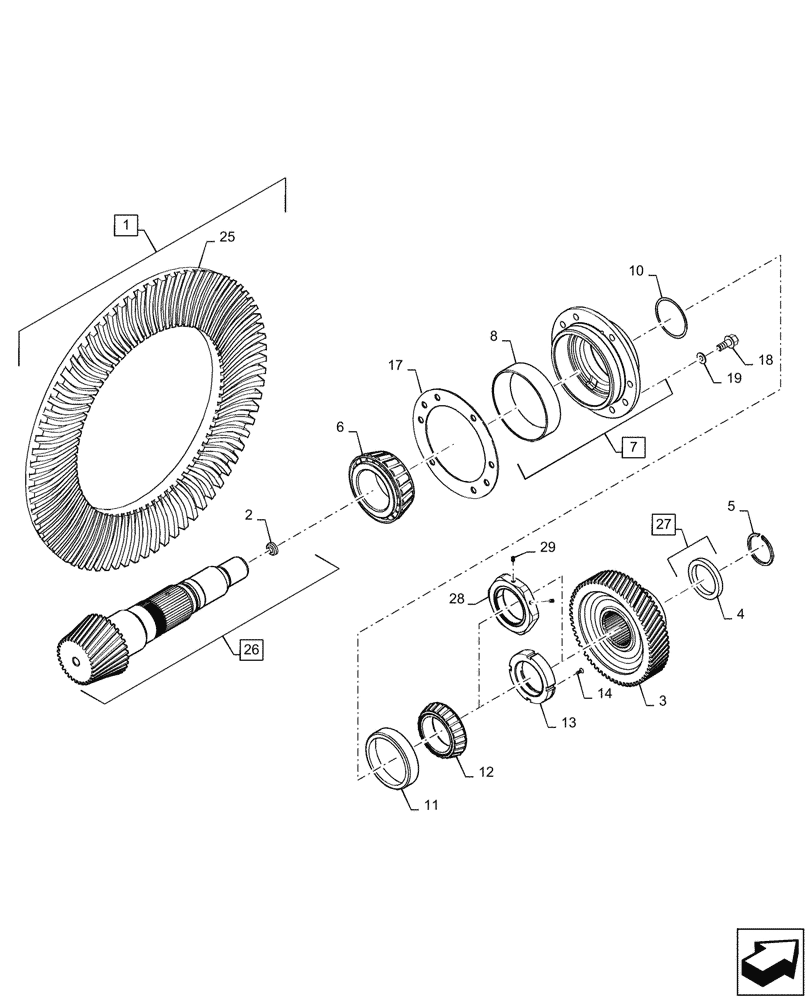 Схема запчастей Case IH MAGNUM 315 - (27.106.AA[02]) - TRANSMISSION PINION SHAFT AND GEARS - MAGNUM 315 (27) - REAR AXLE SYSTEM