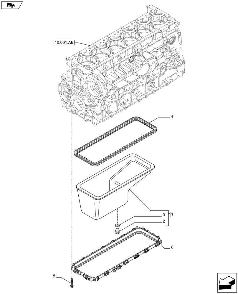 Схема запчастей Case IH F3HFE613D B001 - (10.102.AP) - ENGINE OIL PAN (10) - ENGINE