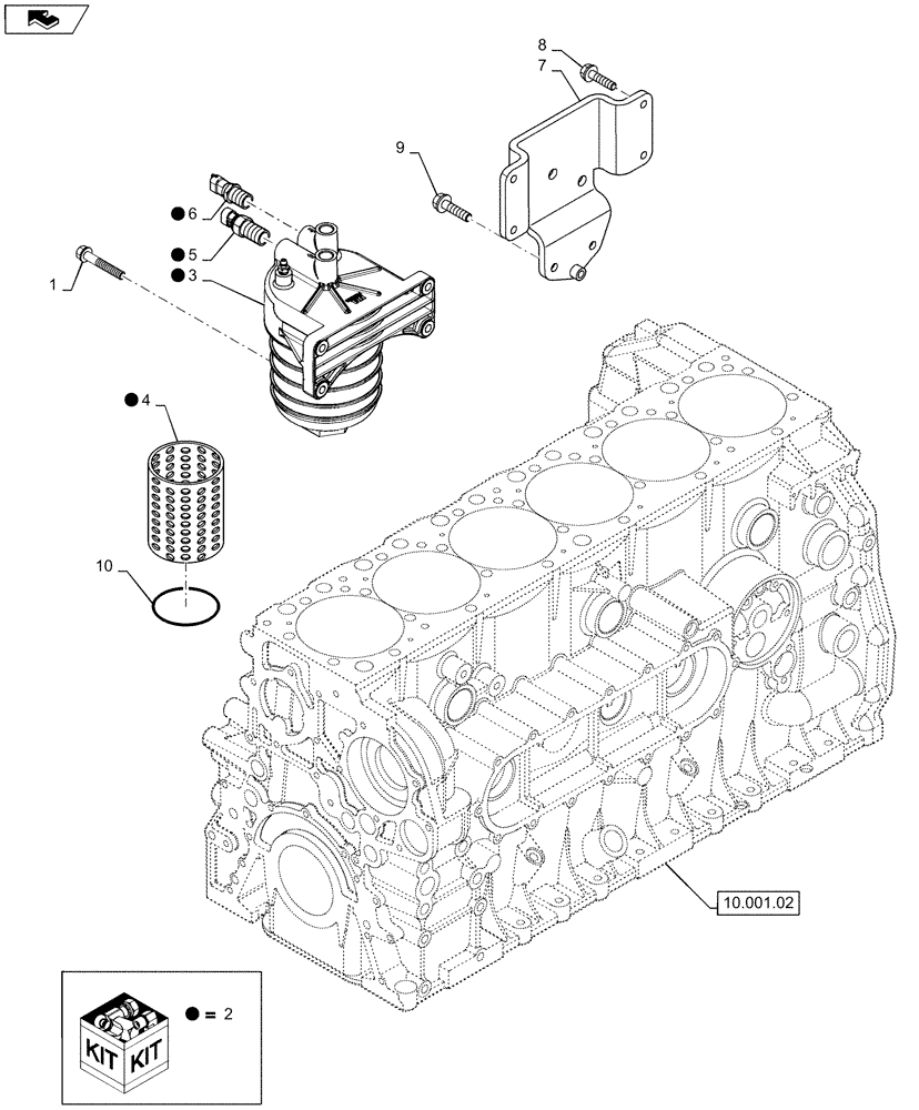 Схема запчастей Case IH F2CFE613F A010 - (10.206.01) - FUEL FILTER & RELATED PARTS (504363526 - 504363525) 