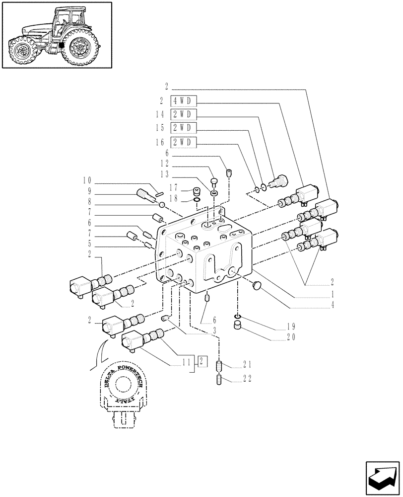 Схема запчастей Case IH MXM130 - (1.32.2[02]) - CENTRAL REDUCTION GEAR CONTROLS - SOLENOIDS (03) - TRANSMISSION