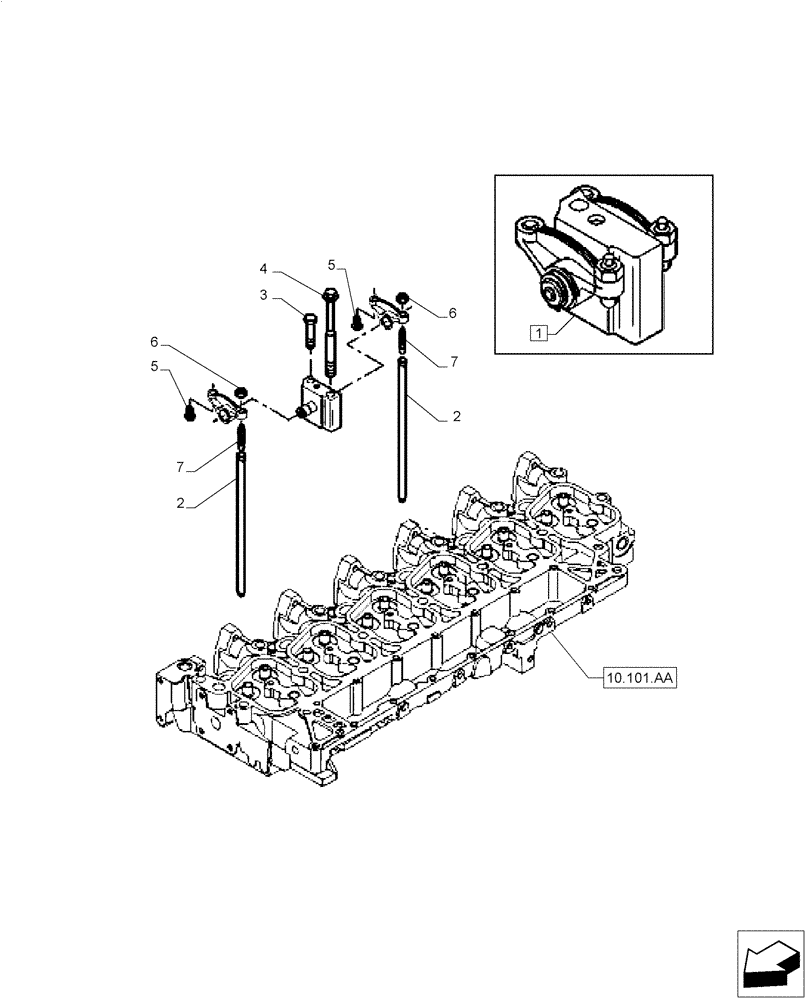 Схема запчастей Case IH F4CE0654B B601 - (10.106.AO) - ROCKER ARM (10) - ENGINE