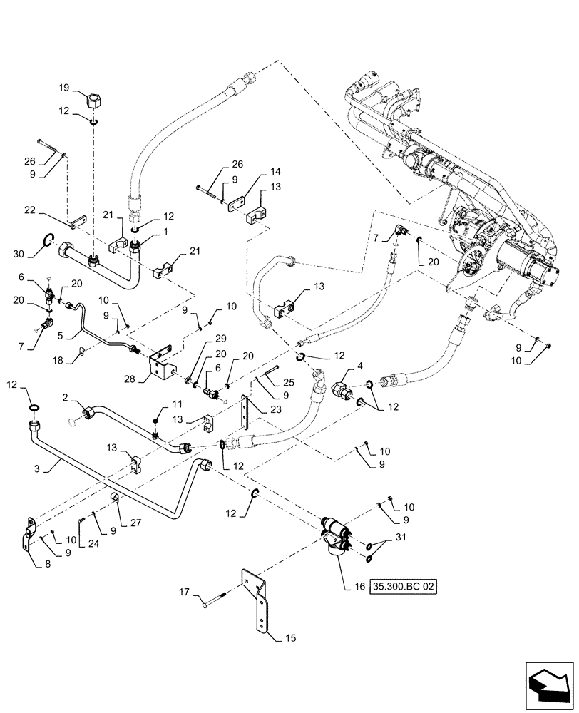 Схема запчастей Case IH STEIGER 350 - (35.116.AD[03]) - HYDRAULIC SYSTEM - STANDARD PUMP & HOSES - PS4 TRANSMISSION (35) - HYDRAULIC SYSTEMS