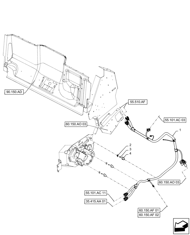 Схема запчастей Case IH 9230 - (55.101.AC[10]) - HARNESS, FRAME, FRONT (55) - ELECTRICAL SYSTEMS