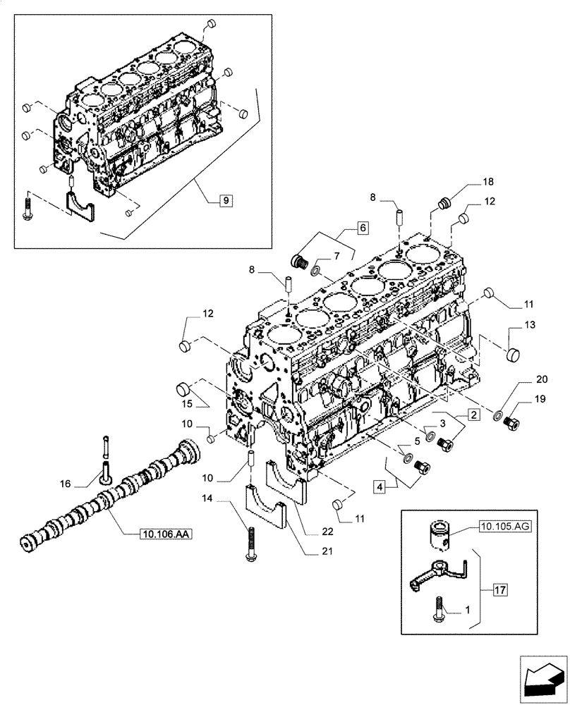 Схема запчастей Case IH F4CE0654B B601 - (10.001.AB) - CRANKCASE (10) - ENGINE