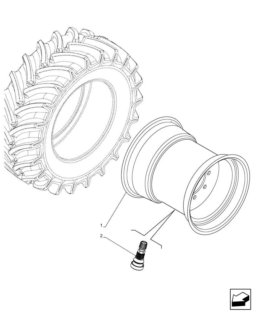 Схема запчастей Case IH FARMALL 75C - (44.520.AB[01]) - VAR - 8310701 - REAR, WHEEL (W18X16.1) (44) - WHEELS