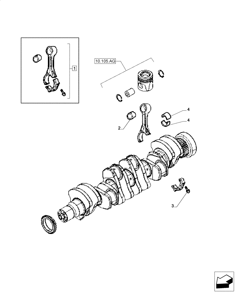 Схема запчастей Case IH F4CE0654B B601 - (10.105.AB) - CONNECTING ROD & PISTON (10) - ENGINE