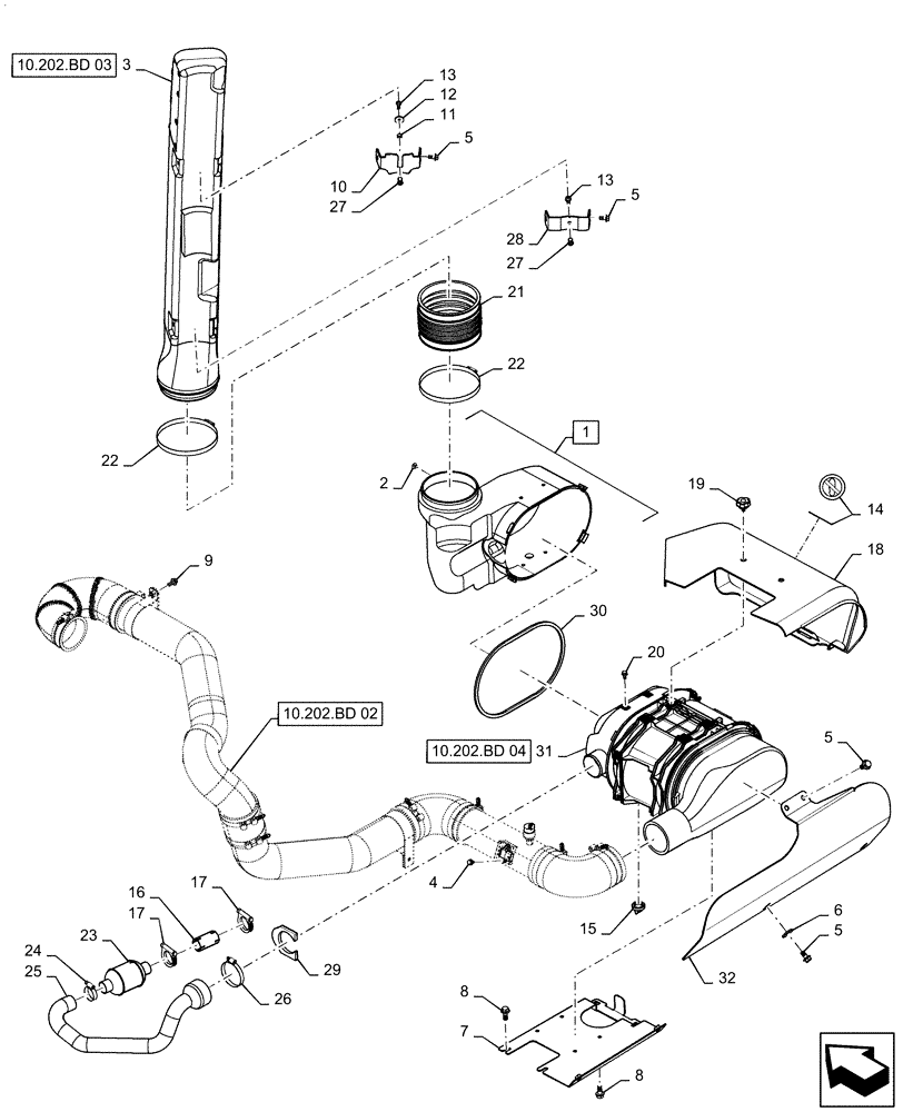 Схема запчастей Case IH MAGNUM 260 - (10.202.BD[01]) - AIR INTAKE (10) - ENGINE