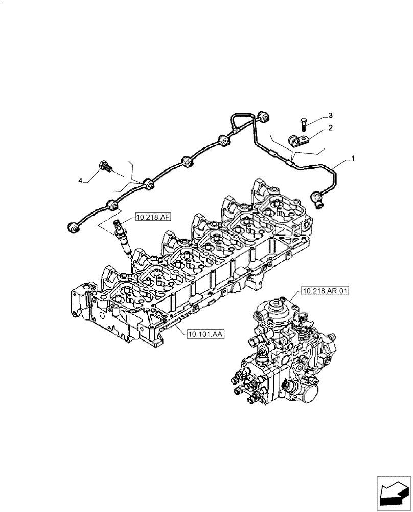 Схема запчастей Case IH F4CE0654B B601 - (10.218.AE) - FUEL SYSTEM INJECTOR (10) - ENGINE