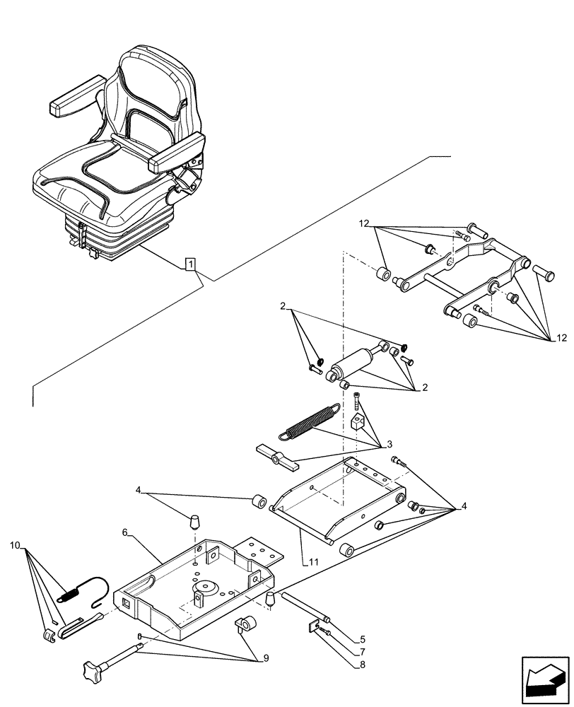 Схема запчастей Case IH FARMALL 75C - (90.120.BB[04]) - VAR - 331962, 743578 - DRIVER SEAT (W/ ARMREST), SUSPENSION, COMPONENTS, CAB (90) - PLATFORM, CAB, BODYWORK AND DECALS