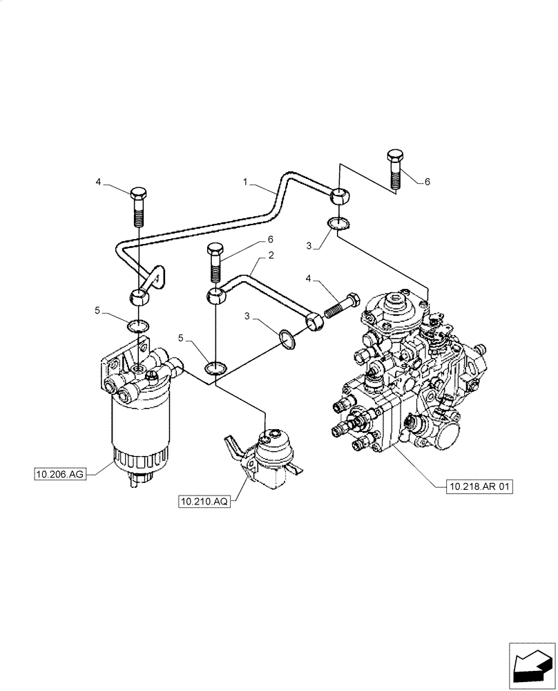 Схема запчастей Case IH F4CE0654B B601 - (10.210.AF) - FUEL LINE (10) - ENGINE