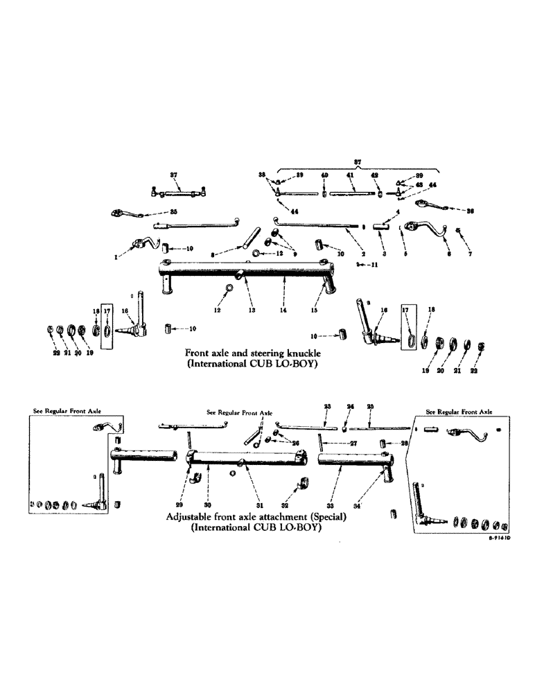 Схема запчастей Case IH INTERNATIONAL - (14-03) - SUSPENSION, FRONT AXLE AND STEERING KNUCKLE, CUB LO-BOY TRACTORS Suspension