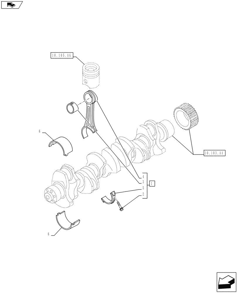 Схема запчастей Case IH F3HFE613G B001 - (10.105.AB) - CONNECTING ROD (10) - ENGINE