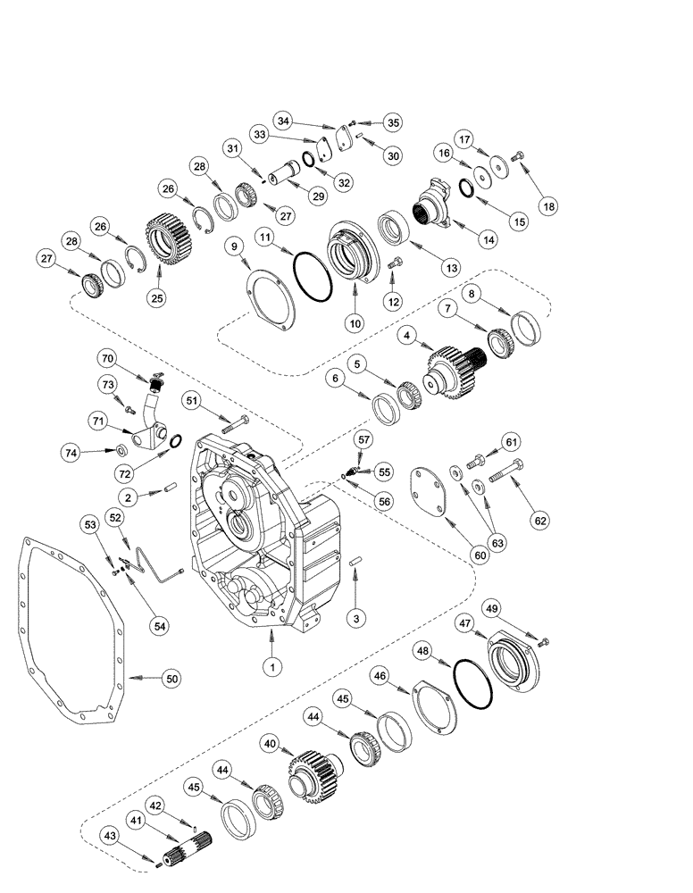 Схема запчастей Case IH MX270 - (06-02) - TRANSMISSION DROP BOX (06) - POWER TRAIN