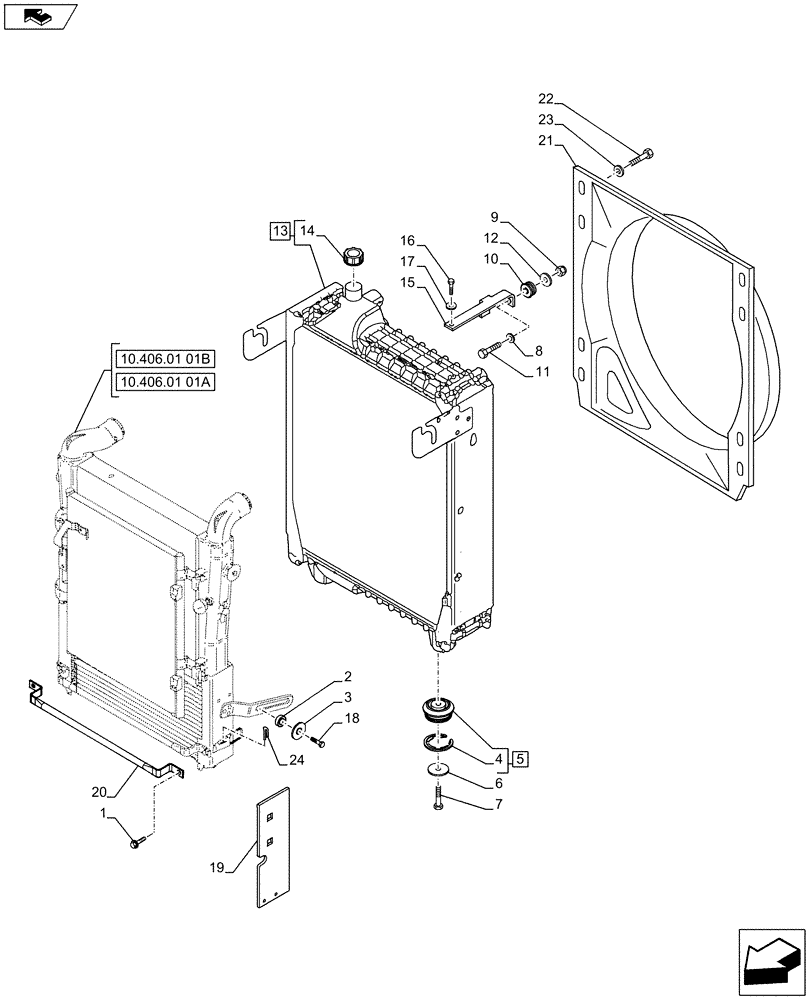 Схема запчастей Case IH PUMA 200 - (10.406.01[02A]) - RADIATOR, COOLING SYSTEM AND RELATED PARTS - D7127 (10) - ENGINE