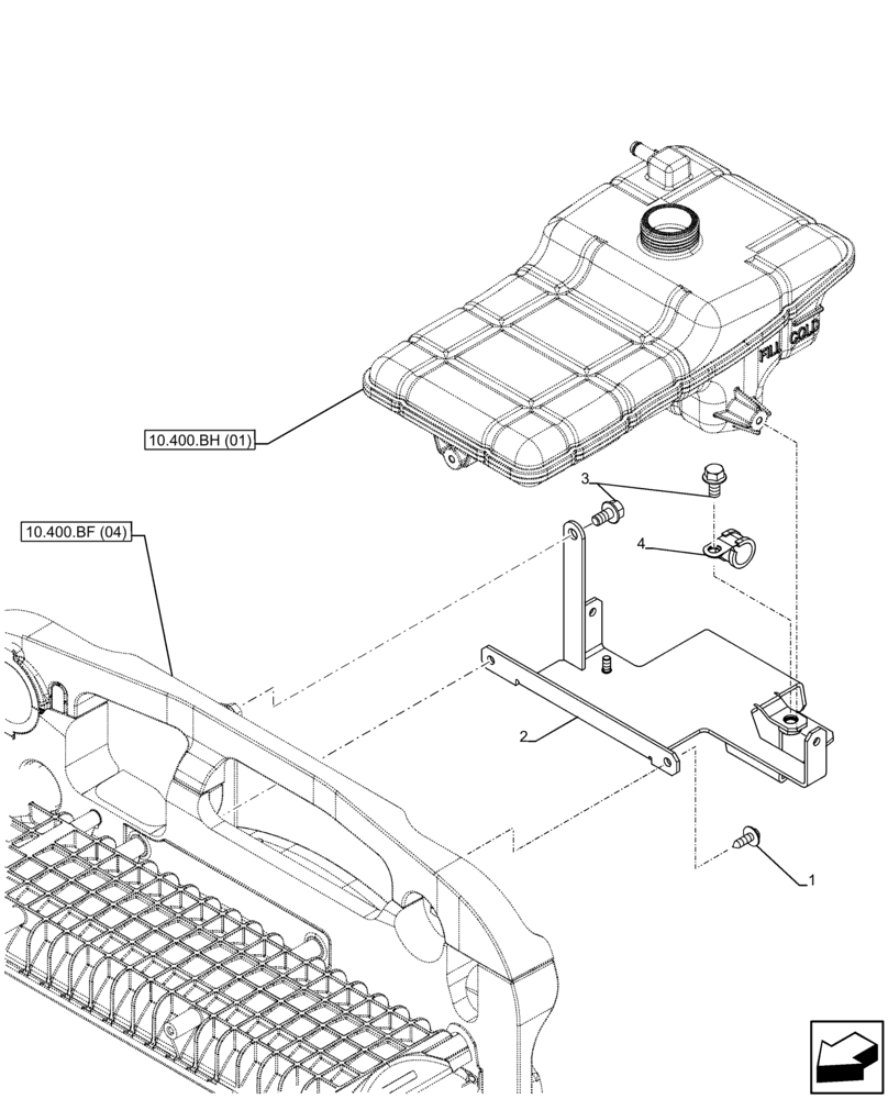 Схема запчастей Case IH FARMALL 105C - (10.400.BH[02]) - VAR - 390200 - EXPANSION TANK, SUPPORT (10) - ENGINE