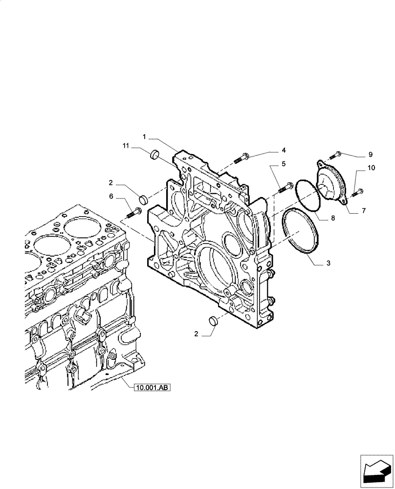 Схема запчастей Case IH F4CE0654B B601 - (10.102.BB) - HOUSING & COVERS (10) - ENGINE