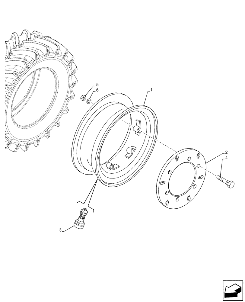 Схема запчастей Case IH FARMALL 65C - (44.511.AE[14]) - VAR - 8290904 - FRONT, WHEEL (W9X18) (44) - WHEELS