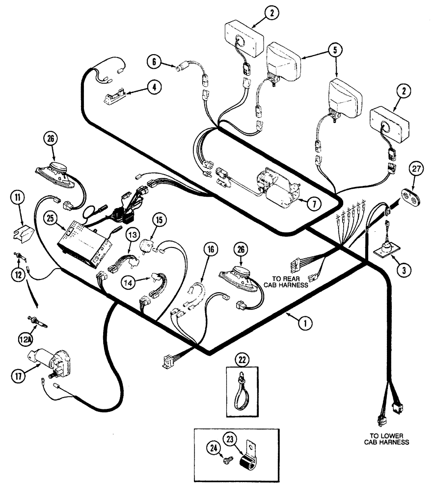 Схема запчастей Case IH 7230 - (4-014) - CAB HEADLINER HARNESS (04) - ELECTRICAL SYSTEMS