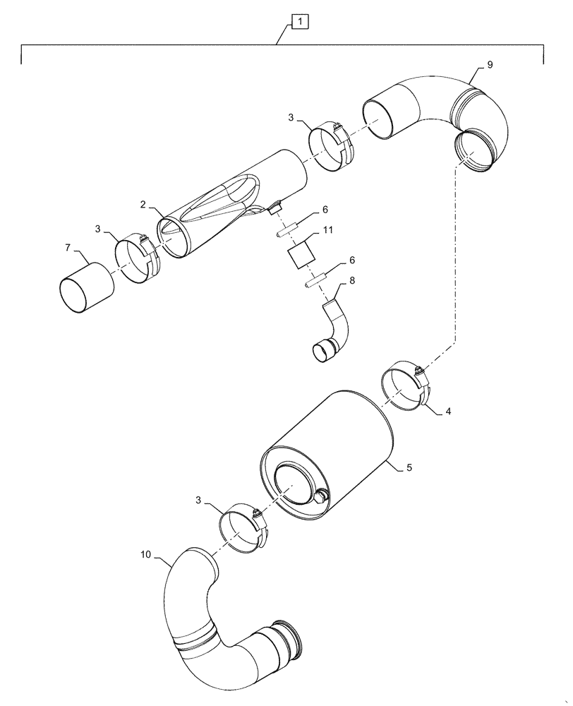 Схема запчастей Case IH CPX420 - (02-07[01]) - MUFFLER, COMPONENTS (01) - ENGINE