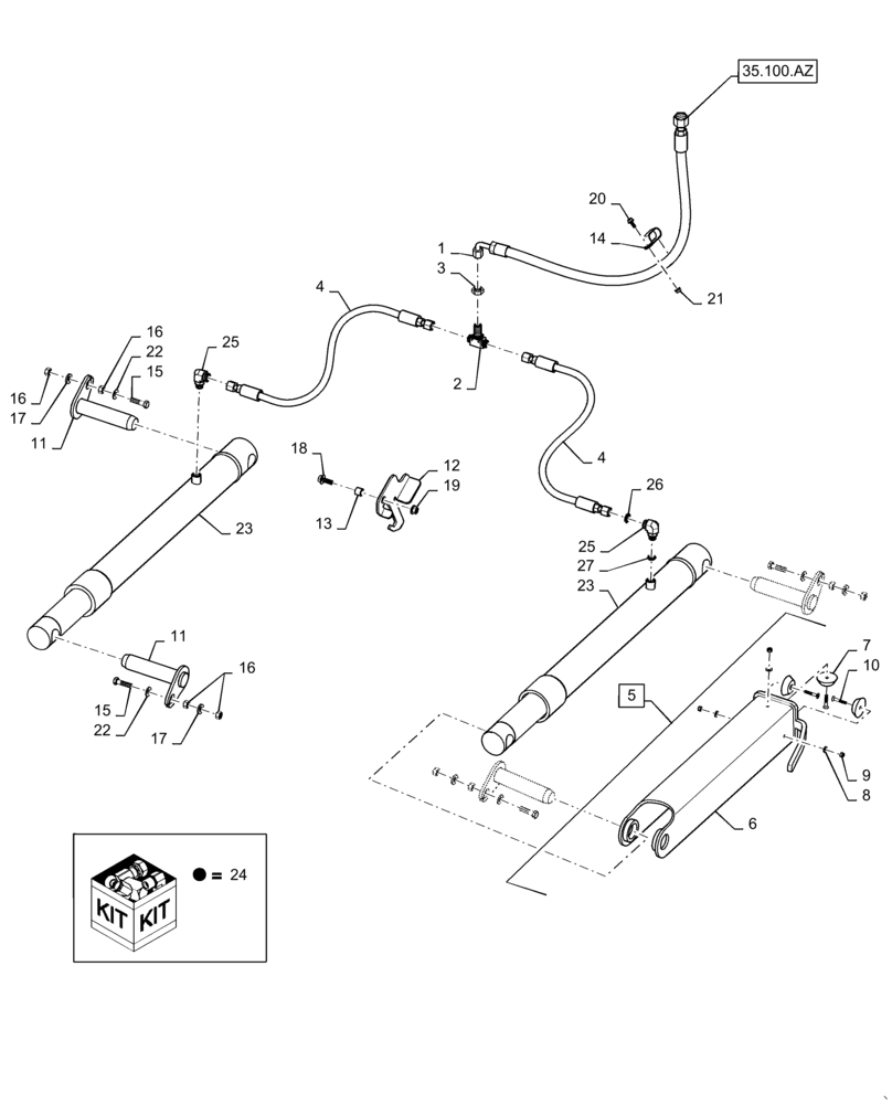 Схема запчастей Case IH 7130 - (35.410.AH[02]) - HYDRAULIC SYSTEM, FEEDER, HYDRAULIC LIFT (35) - HYDRAULIC SYSTEMS