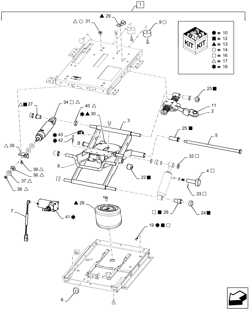 Схема запчастей Case IH WD1903 - (90.120.BB) - SEAT SUSPENSION (90) - PLATFORM, CAB, BODYWORK AND DECALS