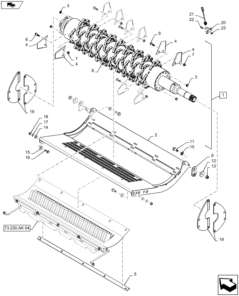 Схема запчастей Case IH 7230 - (73.230.AM[02]) - CHOPPER BODY ASSY, MAGNACUT, 120 KNIVES (73) - RESIDUE HANDLING