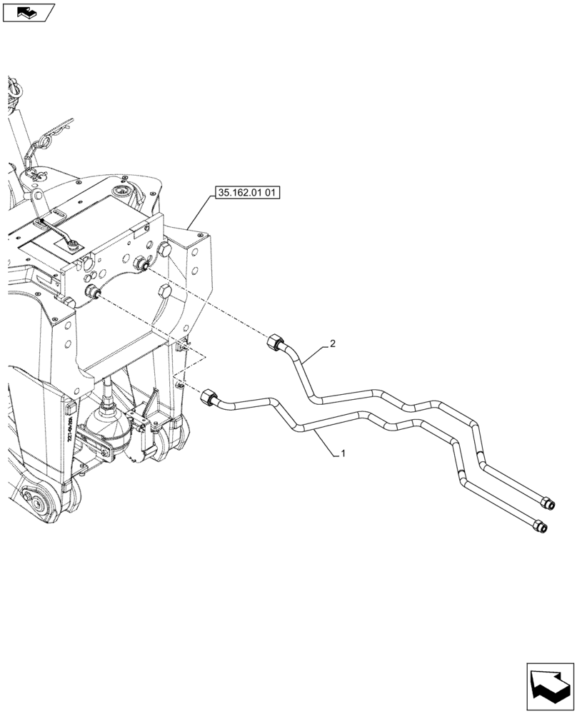 Схема запчастей Case IH PUMA 200 - (35.162.04[03]) - FRONT HPL FOR ELECTRIC REMOTES, TUBE (VAR.743481-743483 / 743756; VAR.743482-743484 / 743666) (35) - HYDRAULIC SYSTEMS