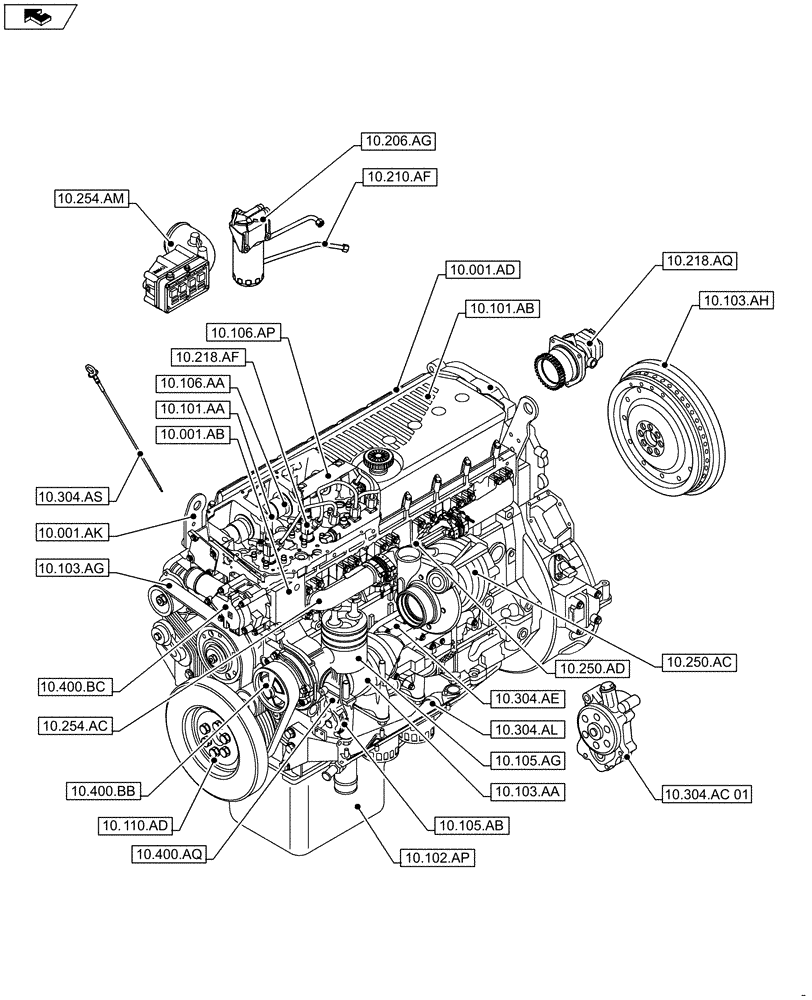 Схема запчастей Case IH F3HFE613B B002 - (00.000.10) - PICTORIAL INDEX - ENGINE (00) - GENERAL & PICTORIAL INDEX