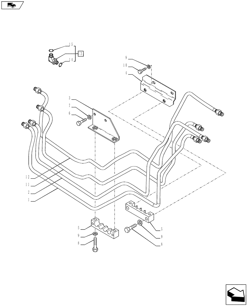 Схема запчастей Case IH PUMA 185 - (35.162.0401[01]) - FRONT HPL FOR MID MOUNT REMOTES WITH AUX. COUPLERS - PIPES AND BRACKETS (VAR.743485-743486 / 743837) (35) - HYDRAULIC SYSTEMS