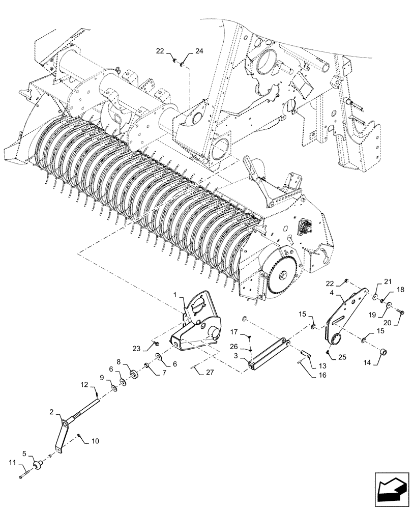 Схема запчастей Case IH RB465 - (60.220.CS[01]) - VAR - 726866, 726867 - PICKUP LIFT, SINGLE MECHANICAL (60) - PRODUCT FEEDING