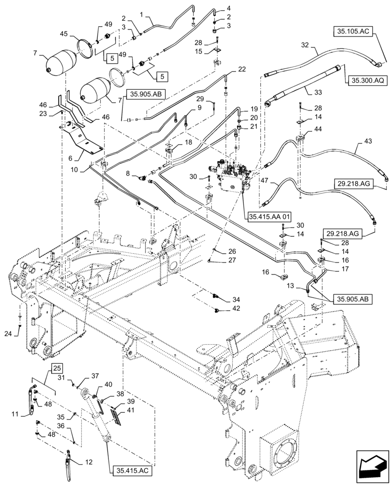 Схема запчастей Case IH WD2303 - (35.415.AD) - HYDRAULIC LIFT ASSY (35) - HYDRAULIC SYSTEMS