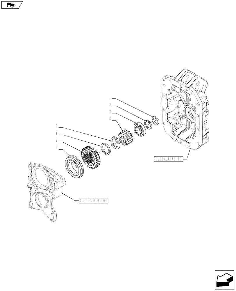 Схема запчастей Case IH PUMA 170 - (31.114.0101[02]) - 1000/540E SHIFTABLE REAR PTO 21 SPLINE FITTED AND 6 SPLINE SUPPLIED - GEARS (VAR.743145) (31) - IMPLEMENT POWER TAKE OFF