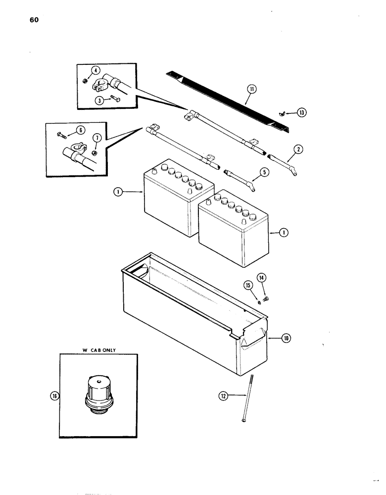 Схема запчастей Case IH 1270 - (060) - BATTERY, CABLES, BATTERY BOX, 451BDT, DIESEL ENGINE (04) - ELECTRICAL SYSTEMS