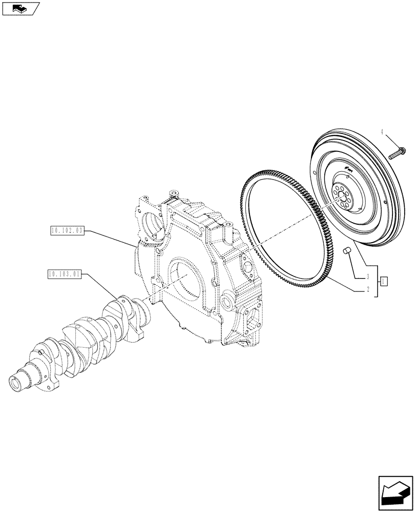 Схема запчастей Case IH F5CE5454G A001 - (10.103.02) - ENGINE, FLYWHEEL (504221728) (10) - ENGINE