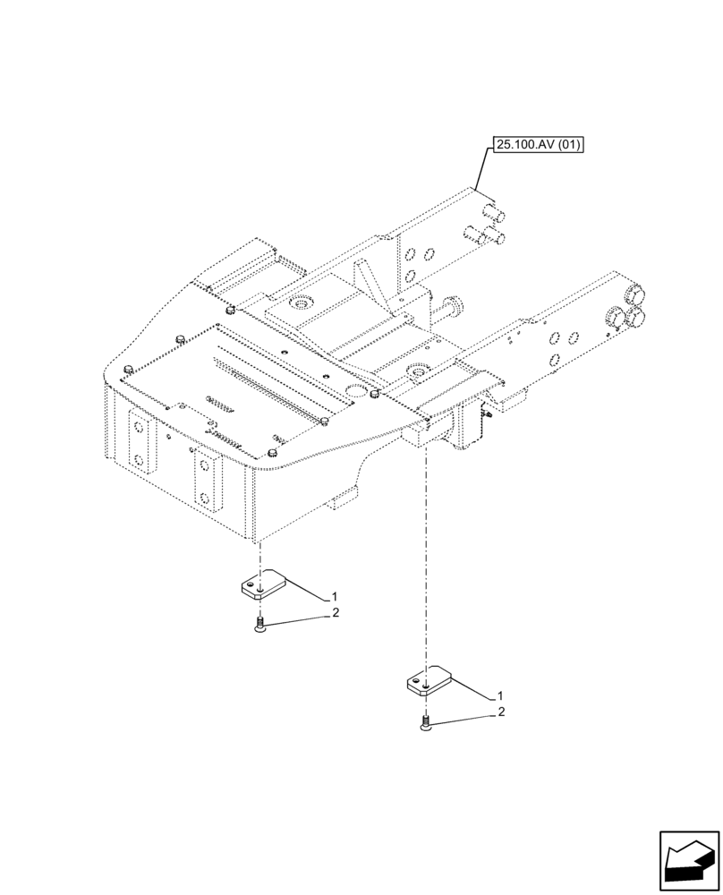 Схема запчастей Case IH FARMALL 65C - (25.100.AV[02]) - VAR - 331490, 391489, 743593 - AXLE SUPPORT, PLATE (25) - FRONT AXLE SYSTEM