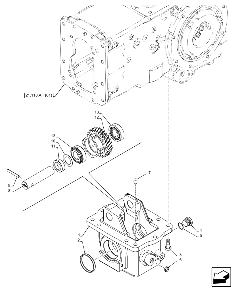 Схема запчастей Case IH FARMALL 75C - (23.101.AF[02]) - VAR - 330581, 335581 - IDLER, HOUSING, 2WD (23) - FOUR WHEEL DRIVE SYSTEM