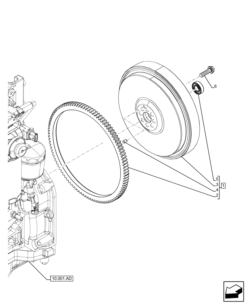 Схема запчастей Case IH FARMALL 75C - (10.103.AH[01]) - VAR - 330069, 333068, 333069, 390068 - FLYWHEEL (SHUTTLE) (10) - ENGINE