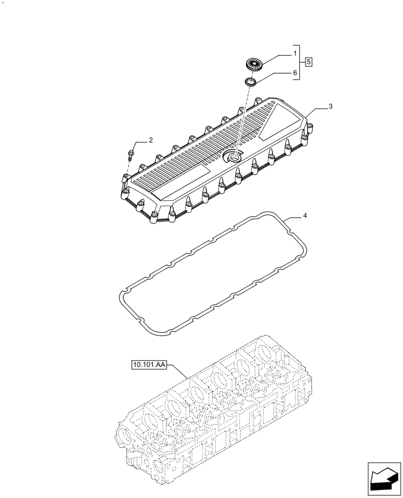 Схема запчастей Case IH F3JFE613A B001 - (10.101.AB) - CYLINDER HEAD, COVER (10) - ENGINE