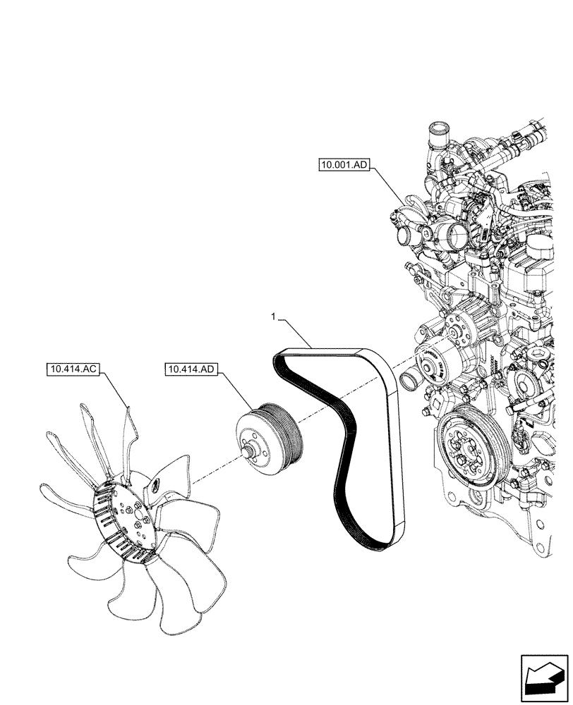 Схема запчастей Case IH FARMALL 85C - (10.414.BE ) - VAR - 390018 - BELT (10) - ENGINE