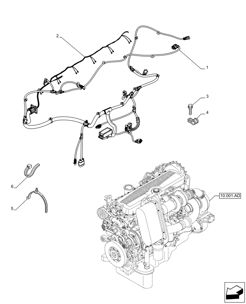 Схема запчастей Case IH F3DFE613F B002 - (55.010.AA) - ENGINE, CABLE (55) - ELECTRICAL SYSTEMS