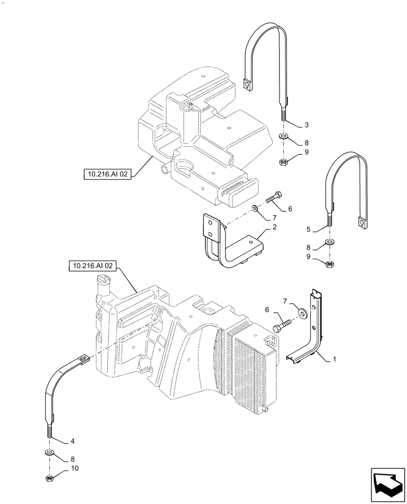 Схема запчастей Case IH PUMA2104 - (10.216.AI[01]) - MAIN FUEL TANK SUPPORT (10) - ENGINE