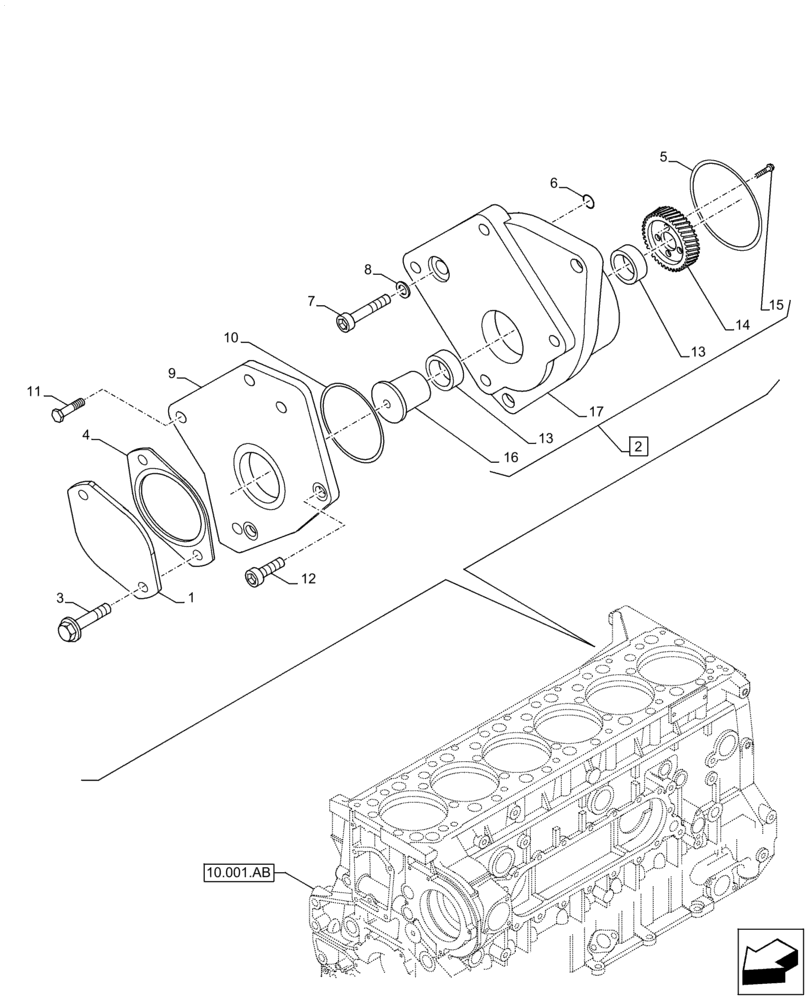 Схема запчастей Case IH F3DFE613F B002 - (14.100.AR) - PTO GEAR HOUSING (14) - MAIN GEARBOX & DRIVE