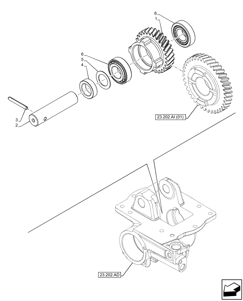 Схема запчастей Case IH FARMALL 65C - (23.202.AI[02]) - VAR - 335677, 335694, 335695, 335696, 744580 - TRANSMISSION GEAR, 4WD (23) - FOUR WHEEL DRIVE SYSTEM